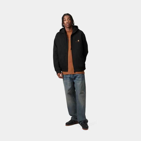 Carhartt WIP Hooded American Script Zip Jacket Black-Black Sheep Skate Shop