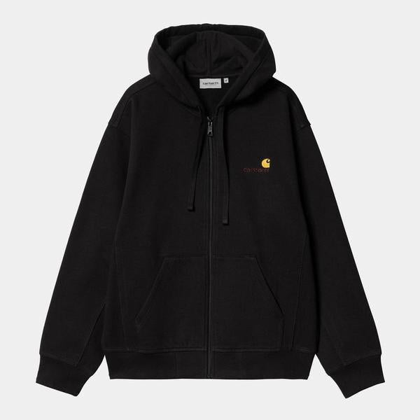Carhartt WIP Hooded American Script Zip Jacket Black-Black Sheep Skate Shop