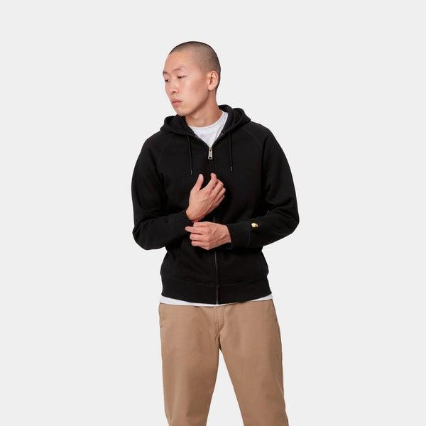 Carhartt WIP Hooded Chase Fleece Jacket Black - Gold-Black Sheep Skate Shop
