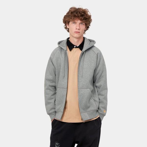Carhartt WIP Hooded Chase Fleece Jacket Grey Heather - Gold-Black Sheep Skate Shop