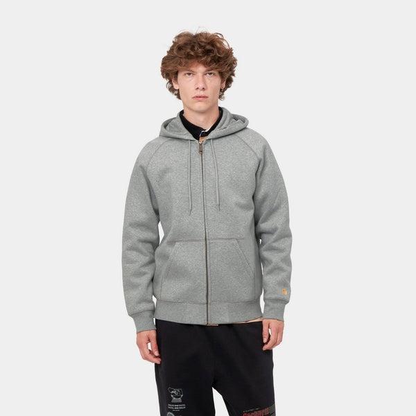 Carhartt WIP Hooded Chase Fleece Jacket Grey Heather - Gold-Black Sheep Skate Shop