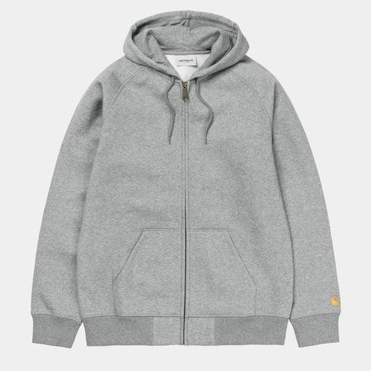 Carhartt WIP Hooded Chase Fleece Jacket Grey Heather - Gold-Black Sheep Skate Shop