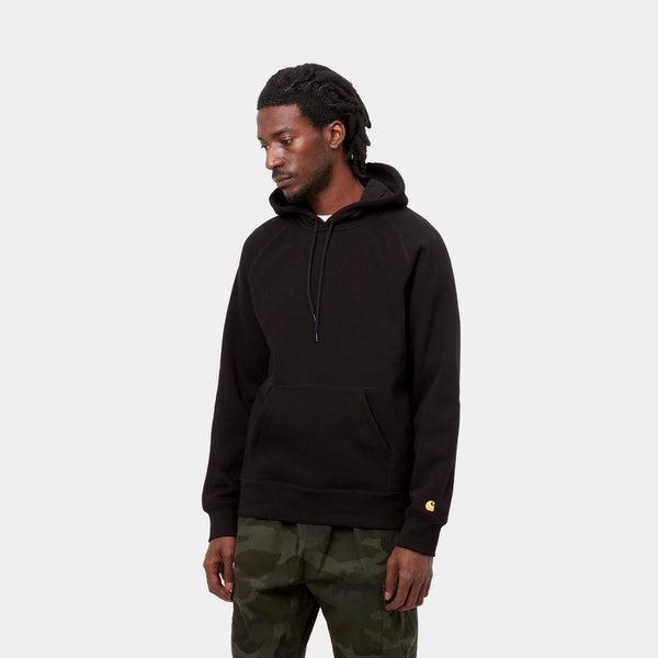 Carhartt WIP Hooded Chase Sweatshirt Black - Gold-Black Sheep Skate Shop