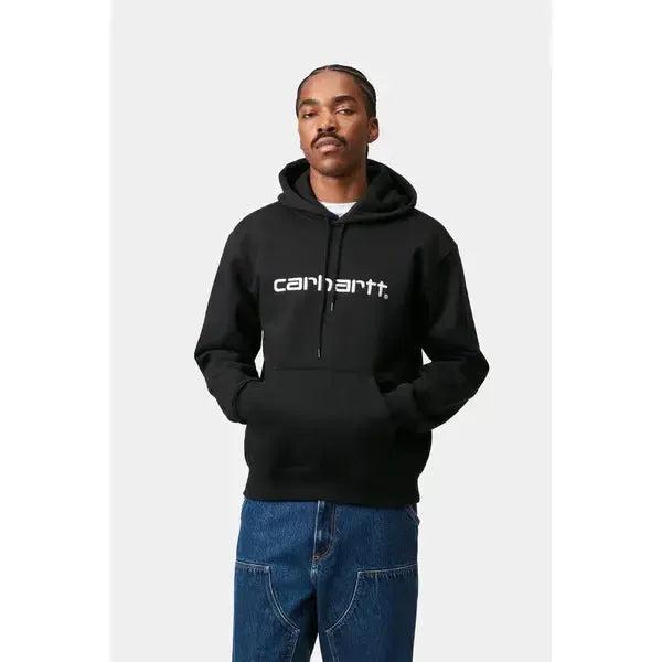 Carhartt WIP Hooded Embroidered Sweatshirt Black - White-Black Sheep Skate Shop