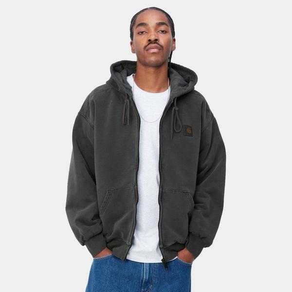 Carhartt WIP Hooded Vista Sweat Jacket Black Garment Dyed-Black Sheep Skate Shop