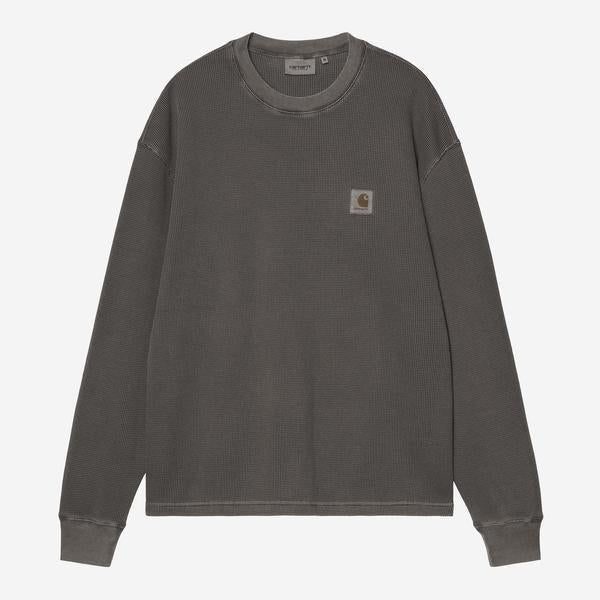 Carhartt WIP Long Sleeve Vista Waffle T-Shirt Black Garment Dyed-Black Sheep Skate Shop