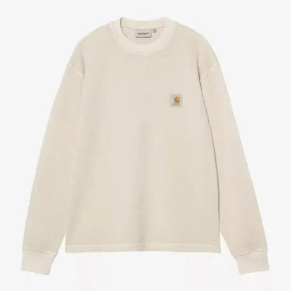 Carhartt WIP Long Sleeve Vista Waffle T-Shirt Fleur De Sel Garment Dyed-Black Sheep Skate Shop