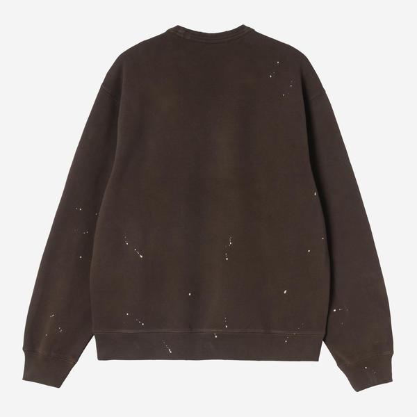 Carhartt WIP Painter Crewneck Sweatshirt Destroy Wash Splatter Tobacco-Black Sheep Skate Shop