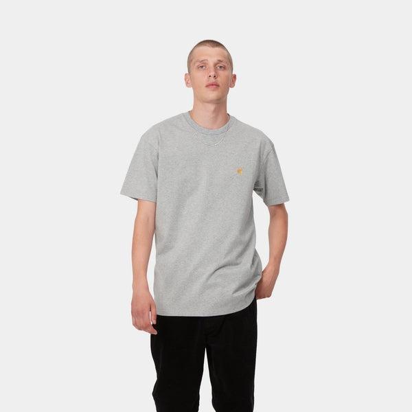 Carhartt WIP S/S Chase T-Shirt Grey Heather - Gold-Black Sheep Skate Shop
