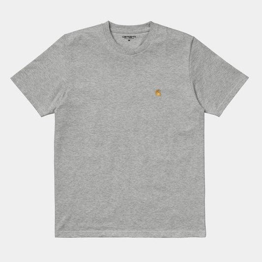Carhartt WIP S/S Chase T-Shirt Grey Heather - Gold-Black Sheep Skate Shop