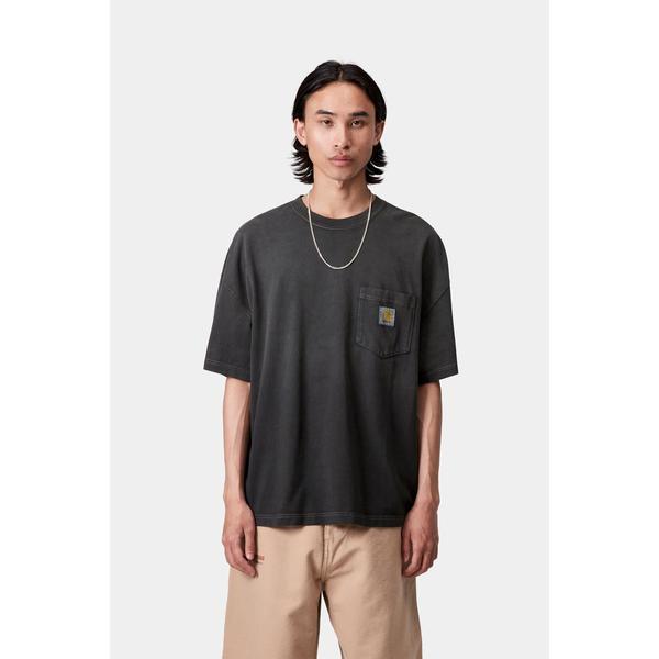 Carhartt WIP S/S Hudson Pocket T-Shirt Black (Chalk Wash)-Black Sheep Skate Shop