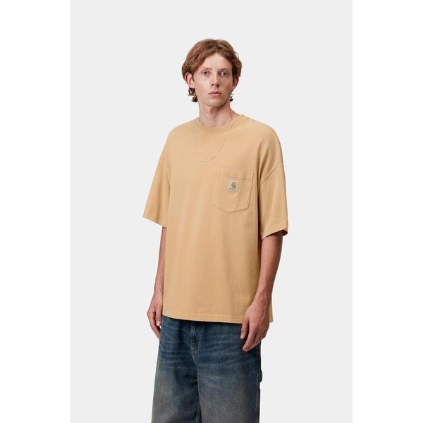 Carhartt WIP S/S Hudson Pocket T-Shirt Dusty Hamilton Brown (Chalk Wash)-Black Sheep Skate Shop