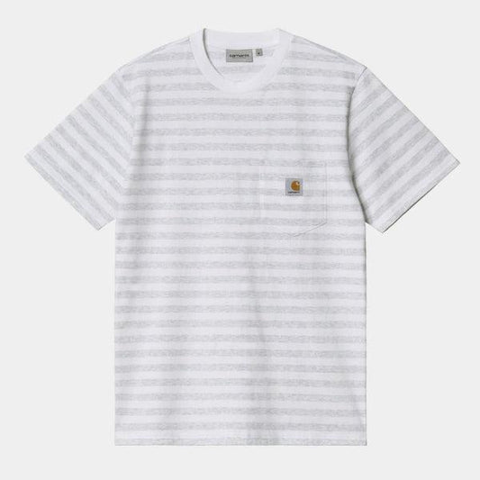 Carhartt WIP Scotty Stripe Pocket T-Shirt Ash Heather White-Black Sheep Skate Shop