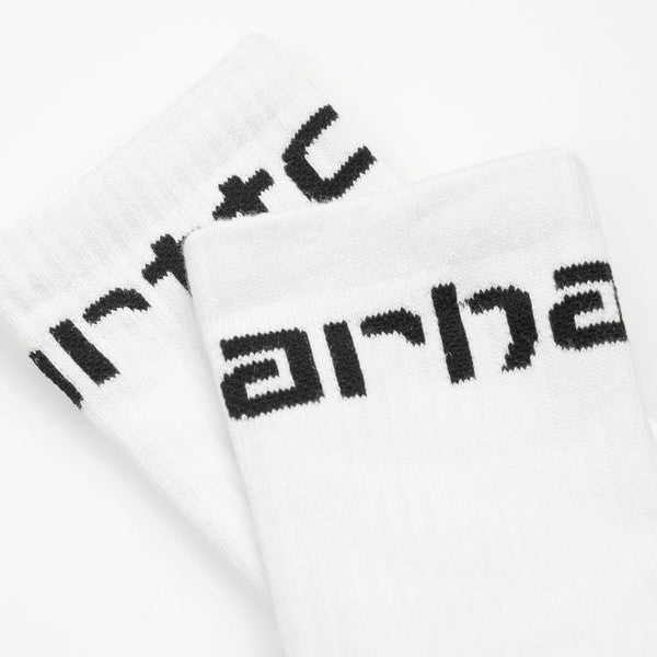 Carhartt WIP Script Crew Socks White - Black-Black Sheep Skate Shop