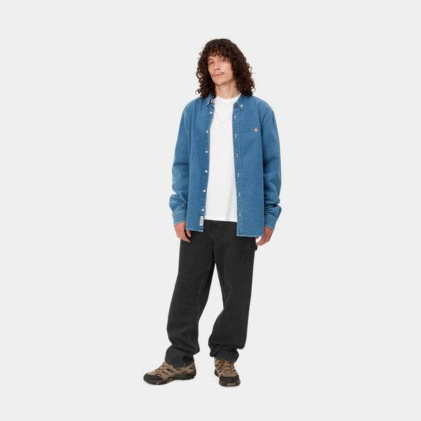 Carhartt WIP Single Knee Pant Denim Black Stone Washed-Black Sheep Skate Shop