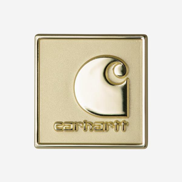 Carhartt WIP Square Label Pin Gold-Black Sheep Skate Shop