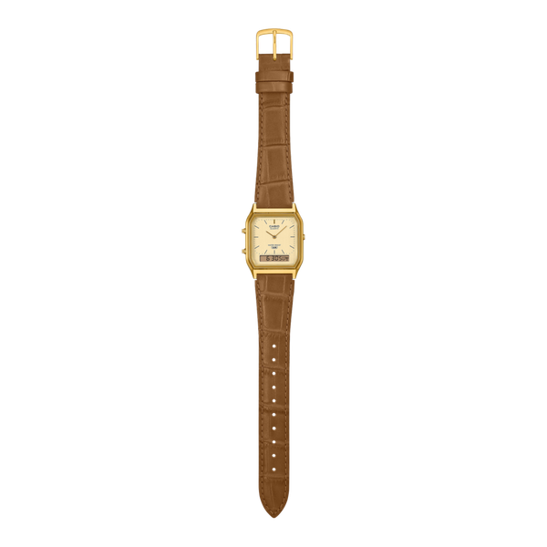 Casio Analog - Digital Vintage Watch AQ230EGL-9A Gold - Brown-Black Sheep Skate Shop