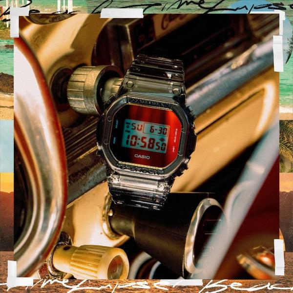 Casio G-Shock Digital Watch DW5600TLS-8 Translucent Grey - Orange-Black Sheep Skate Shop