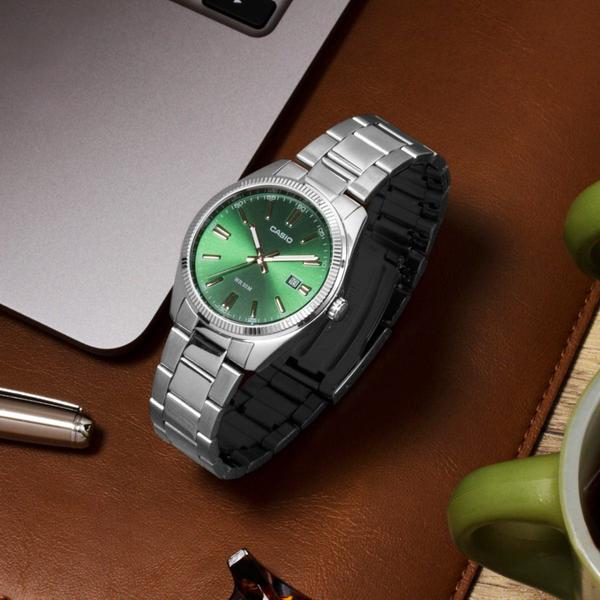 Casio Vintage Collection Analog Watch MTP1302D-3AVT Silver - Green-Black Sheep Skate Shop