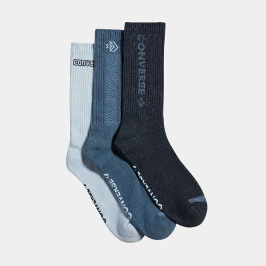 Converse Herringbone Crew Socks 3-Pack Blue - Light Blue - Navy-Black Sheep Skate Shop