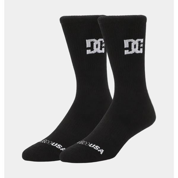 DC Shoes Logo Crew Socks Black - White-Black Sheep Skate Shop
