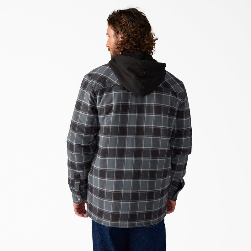 Dickies Fleece Hooded Flannel Shirt Jacket Charcoal