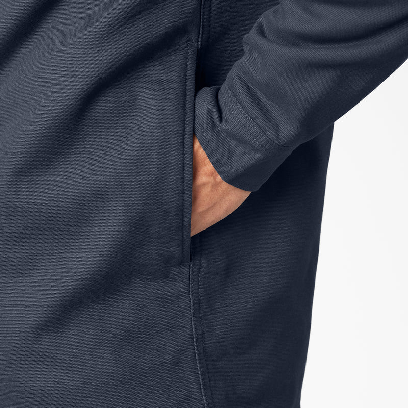 Dickies Fleece Hooded Duck Shirt Jacket with Water Repellent Dark Navy