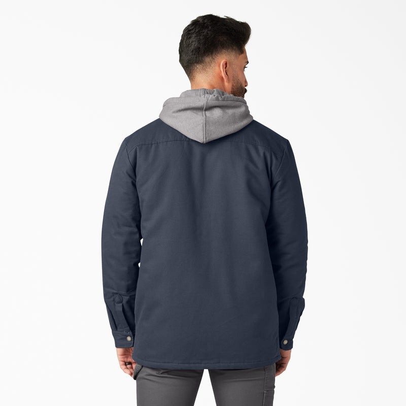 Dickies Fleece Hooded Duck Shirt Jacket with Water Repellent Dark Navy