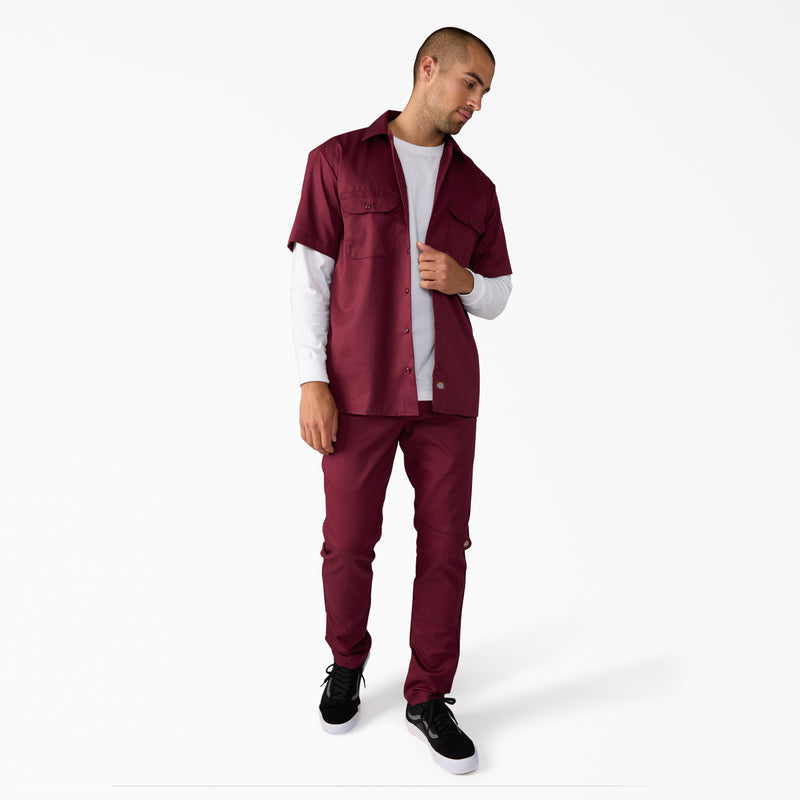 Dickies Pants Flex Skinny Fit Double Knee Twill Work Pants Burgundy