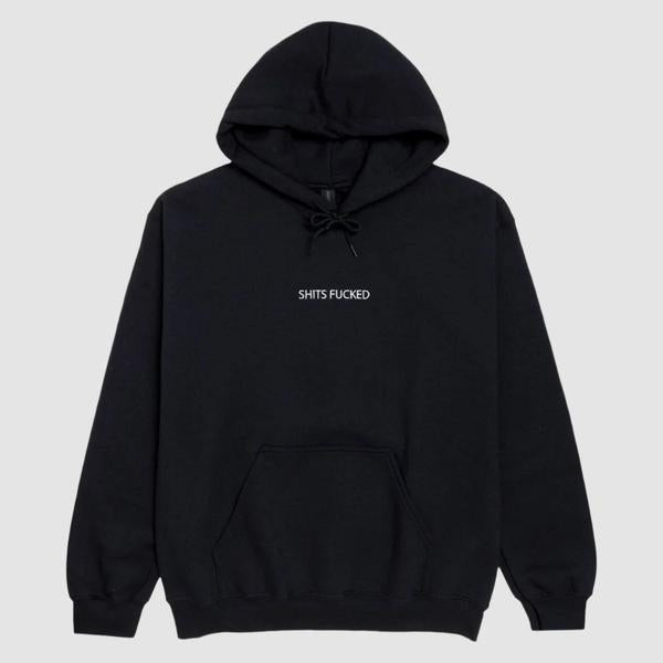 Designer Trash Shits Fucked Embroidered Hoodie Black-Black Sheep Skate Shop