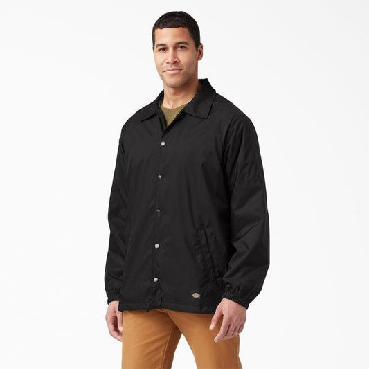 Dickies Classic Snap Front Coach's Jacket Black-Black Sheep Skate Shop