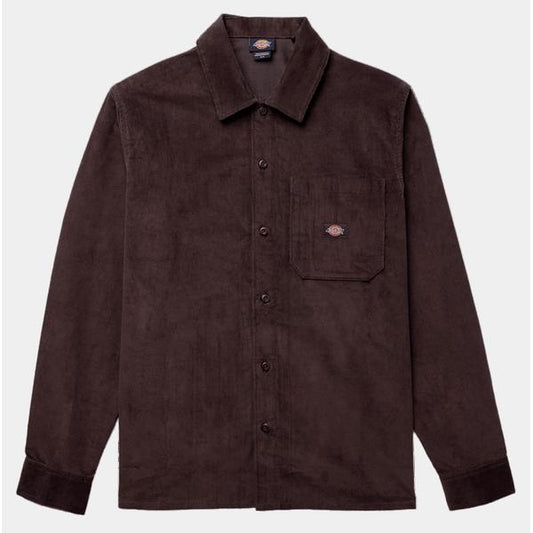 Dickies Corduroy Long Sleeve Relaxed Fit Work Shirt Chocolate Brown-Black Sheep Skate Shop