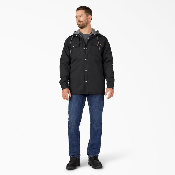 Dickies Fleece Hooded Duck Shirt Jacket with Water Repellent Black-Black Sheep Skate Shop