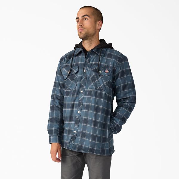 Dickies Fleece Hooded Flannel Shirt Jacket Dark Navy-Black Sheep Skate Shop