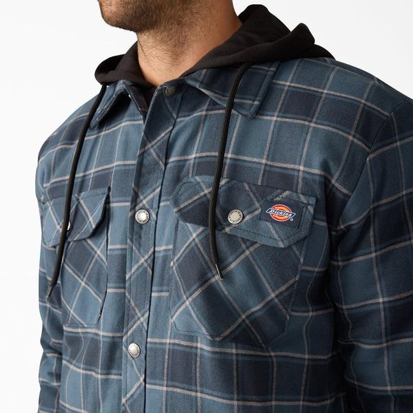 Dickies Fleece Hooded Flannel Shirt Jacket Dark Navy-Black Sheep Skate Shop