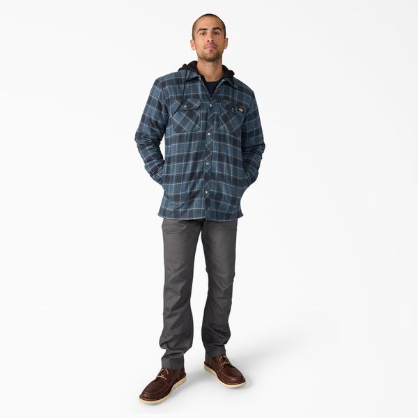Dickies Fleece Hooded Flannel Shirt Jacket Dark Navy-Black Sheep Skate Shop