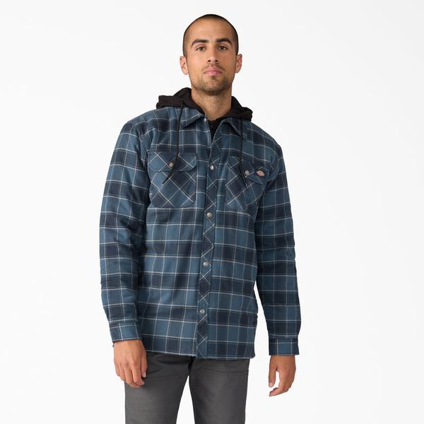 Dickies Fleece Hooded Flannel Shirt Jacket Dark Navy-Black Sheep Skate Shop