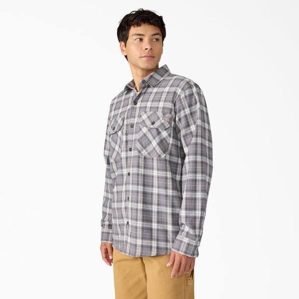 Dickies Long Sleeve Flannel Work Shirt December Sky-Black Sheep Skate Shop