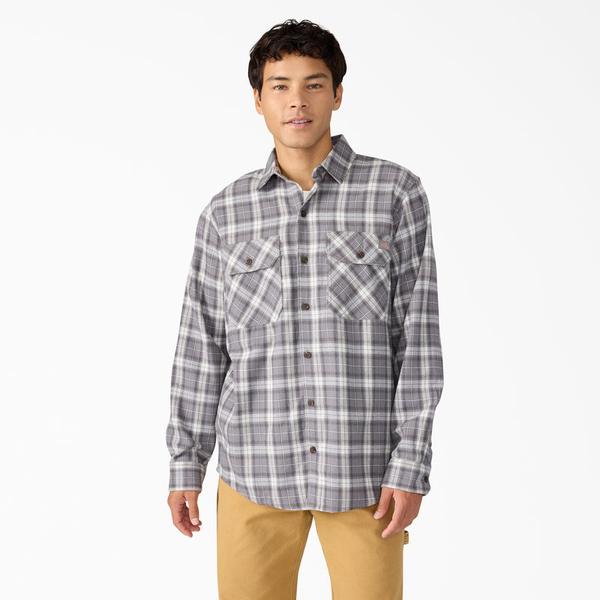 Dickies Long Sleeve Flannel Work Shirt December Sky-Black Sheep Skate Shop