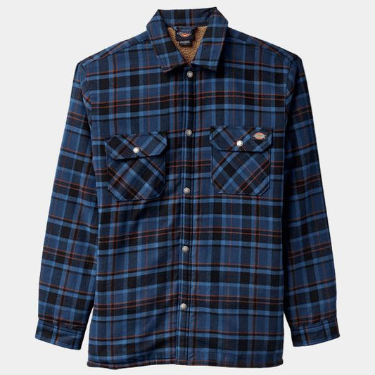 Dickies Sherpa Lined Flannel Shirt Jacket Navy Academy-Black Sheep Skate Shop