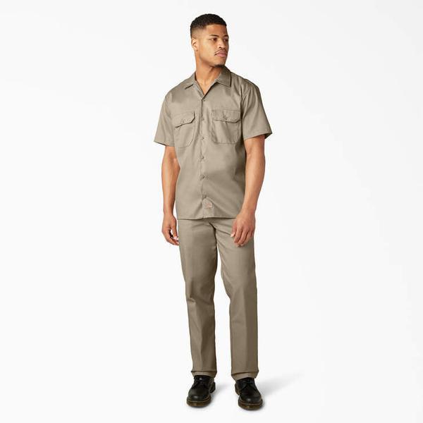 Dickies Short Sleeve Flex Relaxed Fit Work Shirt Desert Sand-Black Sheep Skate Shop