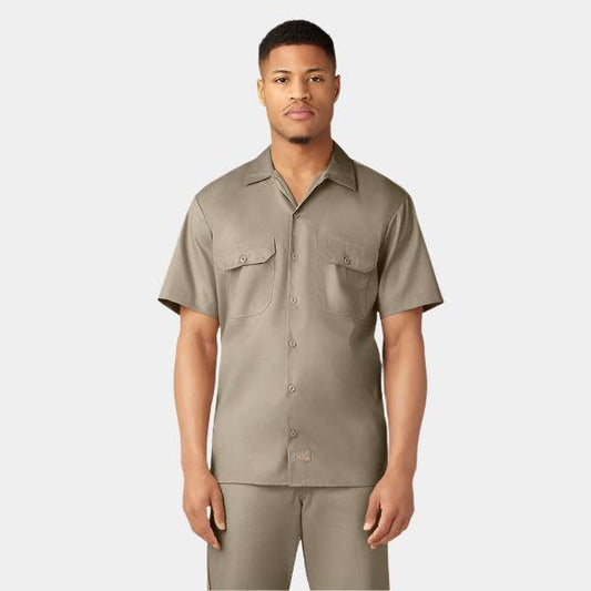 Dickies Short Sleeve Flex Relaxed Fit Work Shirt Desert Sand-Black Sheep Skate Shop