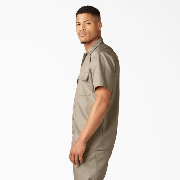 Dickies Short Sleeve Flex Twill Work Shirt Desert Sand-Black Sheep Skate Shop