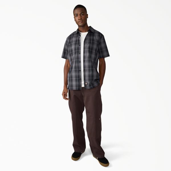 Dickies Short Sleeve Plaid Work Shirt Black - Grey-Black Sheep Skate Shop