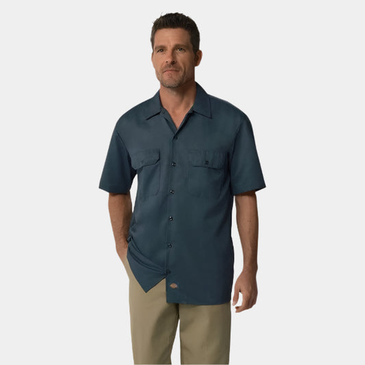 Dickies Short Sleeve Twill Work Shirt Air Force Blue-Black Sheep Skate Shop