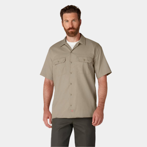 Dickies Short Sleeve Twill Work Shirt Desert Sand-Black Sheep Skate Shop