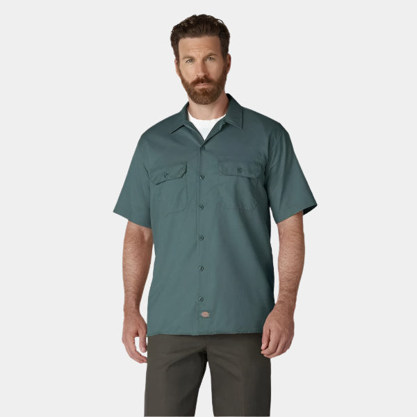 Dickies Short Sleeve Twill Work Shirt Lincoln Green-Black Sheep Skate Shop