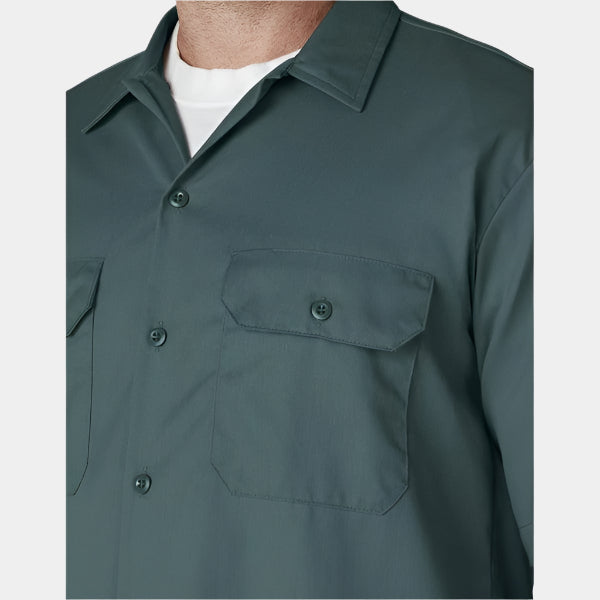 Dickies Short Sleeve Twill Work Shirt Lincoln Green-Black Sheep Skate Shop