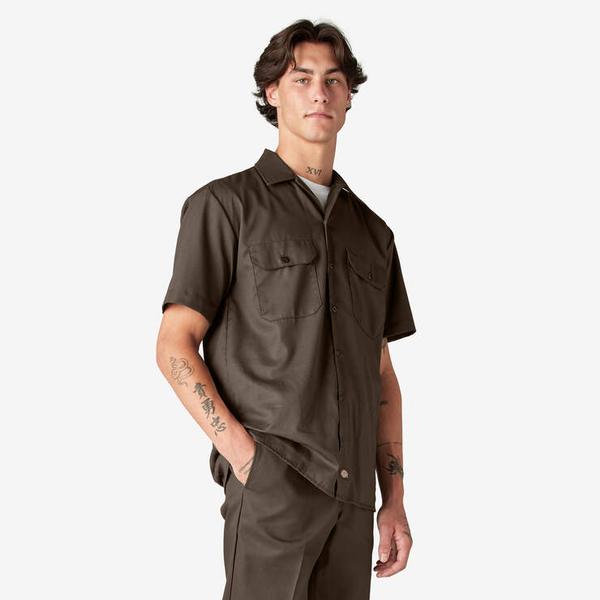 Dickies Short Sleeve Twill Work Shirt Mushroom-Black Sheep Skate Shop