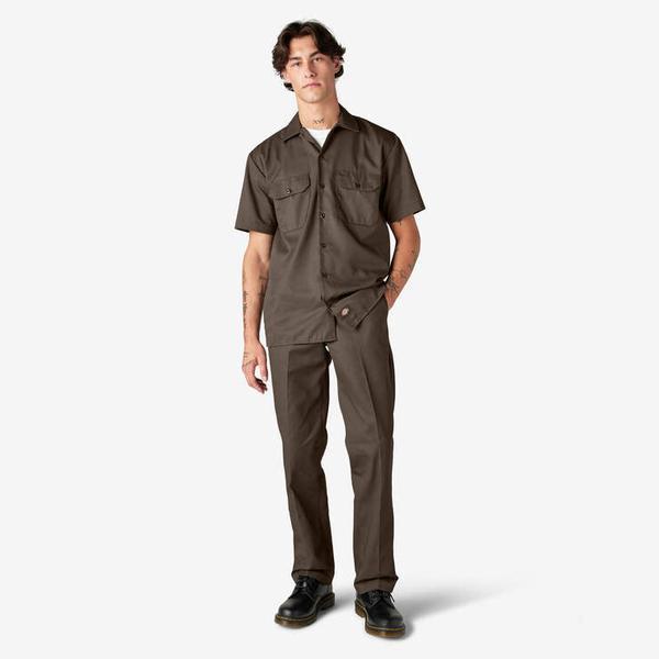 Dickies Short Sleeve Twill Work Shirt Mushroom-Black Sheep Skate Shop